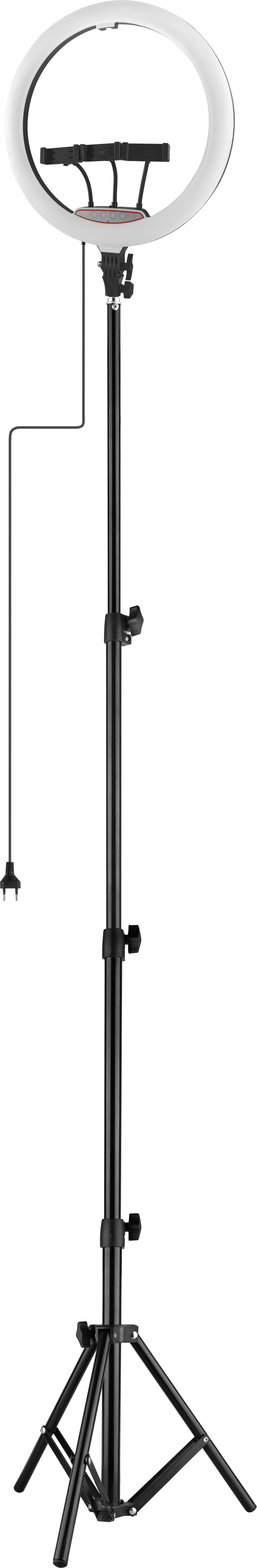 LED ring light on tripod, for selfies and with phone holder